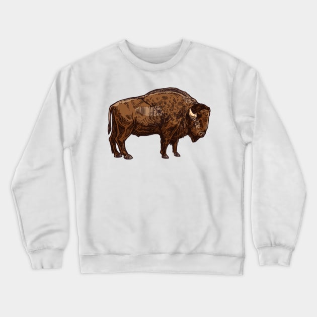 American Bison Distressed Buffalo Funny American Bison Crewneck Sweatshirt by zyononzy